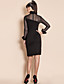  ts perspectiva de malha de manga comprida vestido justo