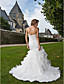  Trumpet/Mermaid Sweetheart Strapless Chapel Train Organza Tiered Wedding Dress