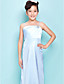  Sheath/Column Spaghetti Straps Floor-length Stretch SatinJunior Bridesmaid Dress