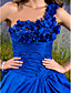  baljurk een schouder vloer-length taffeta avondjurk met pick-up rok en bloem (en)
