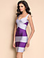  contraste de cor ts v pescoço sexy tieback vestido bandage bodycon