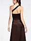  A-line One Shoulder Sleeveless Ankle-length Satin Bridesmaid Dress
