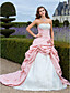  Ball Gown Strapless Court Train Taffeta Organza Evening Dress