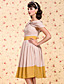  TS VINTAGE Contrast Color Shawl Collar Gathered Dress