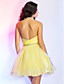  A-line Strapless Short/Mini Chiffon And Tulle Cocktail Dress With Beading And Crystal Detailing