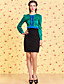 TS VINTAGE Contrast Color Puff Sleeve Velvet Dress
