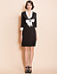  TS Black And White Contrast Bow Front Sheath Dress