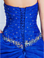  Ball kappe Sweetheart Floor-length Organza Evening kjole med perler og Side Drapering