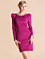  TS Handmade Beads Collar Puff Sleeve Slim Sheath Jersey Dress