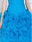  Ball Gown Sweetheart Floor-length Organza Evening Dress With Beading And Cascading Ruffles