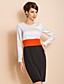  TS Simplicity Contrast Color Long Sleeve Slim Sheath Dress