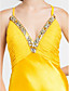  Trumpet/Mermaid V-neck Sweep Train Chiffon and Satin Evening Dress