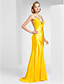  Trumpet/Mermaid V-neck Sweep Train Chiffon and Satin Evening Dress