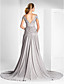  A-line Off-the-shoulder Court Train Chiffon Evening Dress