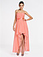  a-lijn strapless asymmetrische chiffon bruidsmeisje jurk