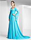  Sheath/Column V-neck Court Train Chiffon Evening Dress