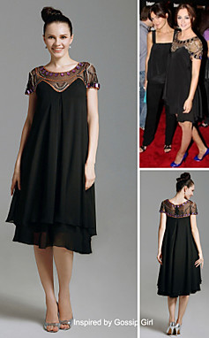 wholesale Chiffon Elastic Silk-like Satin Sheath Scoop Knee-length Cocktail Dress inspired by Blair in Gossip Girl (FSD0292)
