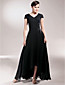  Sheath/ Column V-neck Asymmetrical Elastic Woven Satin Chiffon Mother of the Bride Dress