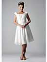  A-line/ Princess Square Knee-length Chiffon Wedding Dress