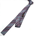 Narrow Tie With Grey/Dk RED Diagonal Stripes (QRJ035)-Free Shipping by Air Mail