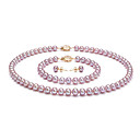 14k 6,5 - 7mm aaa Lavendel Süßwasser-Zuchtperlen dreiteilige Set (16 / 7) (dszz104)