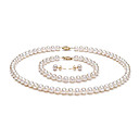 14k 7.5 - 8mm AA White Freshwater Pearl Three-Piece Set