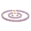 Lavender Cultured Freshwater Pearl Jewelry Set,7 - 8mm AAAA (DSZZ107)