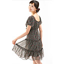 Floral plated Chiffon Babydoll Dress Black (XJQZ012) (Start From 10 Units) Free Shipping