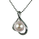 Silver Plated Lavender AA FW Pearl Pendant Necklace (LQS064)