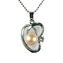 Silver Plated Pink AA FW Pearl Pendant Necklace (LQS061)