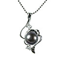 bañado en plata negro aa FW collar de perlas colgante (lqs058)