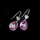 Platinum Cubic Zirconia Earring with Pink Drop Earring - CZ Earring 80720-52 (SZY268) Free Shipping