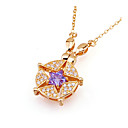 Two Styles Magnetic Cubic Zirconia Necklace - CZ Necklace NWJ5-0001 Amethyst (SZY127)