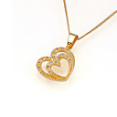 Heart-in-heart CZ Pendant in 18K Gold Plated - CZ Necklace PYX3--0064 (SZY270)