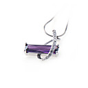 Sterling Silver Amethyst Cubic Zirconia Pendant Necklace - Silver Necklace 8694 SZY455