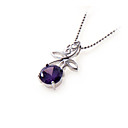 Purple Cubic Zirconia Pendant - Sterling Silver Necklace 9999 (SZY747)