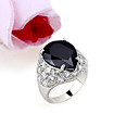 Dazzling Heart CZ Ring In Platinum-Cubic Zirconia Ring  81002-13 black (SZY539)