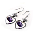 Beautiful Heart Purple Cubic Zirconia Earring - Sterling Silver Earring 10368 (SZY566)