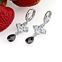 Platinum Cubic Zirconia Drop Earring - Cubic Zirconia Earring SYX-0325 Black (SZY976)
