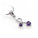 Purple Cubic Zirconia Pendant-Sterling Silver Necklace 9536 (SZY776)