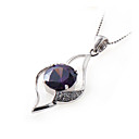 Fashion Purple Cubic Zirconia Pendant - Sterling Silver Necklace 10264 (SZY744)