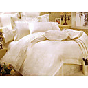 4pcs regina 100% cotone jacquared e ricamare lenzuola comforter set (sbc115)