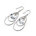 Sterling Silver Double Oval Link Clear CZ Hook Earring - Sterling Silver Earring 10339 (SZY563)