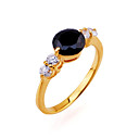 zircon cubique anneau brillant - cubic zirconia ring syx-0203 noir (szy954)