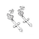 Cubic Zirconia Cross Pierced Earring - Sterling Silver Earring e21554 (SZY1126)