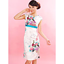 excellent manches courtes mi-longueur de soie cheongsam / qipao / chinese robe (hgqp090)