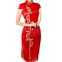 manches courtes col mandarin ankel longueur brocart cheongsam / qipao / chinese robe (hg058)
