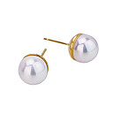 18K Gold Elegant Shell Pearl Earring Stud-CZ Earring 90222-17(SZY1492)