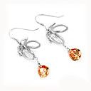 Sterling Silver Flower CZ Earring Drop-Sterling Silver Earring e22791 (SZY1417)