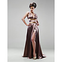 Spring 2009 Brown Empire V-neck Sweep Train Satin Prom / Evening Dress HSX065 Free Shipping